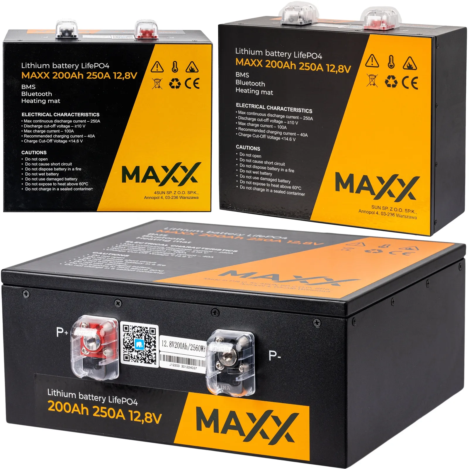 Akumulator LiFePo4 BMS do łodzi kampera paneli mata grzewcza 200Ah 250A 12V BMS 4SUN