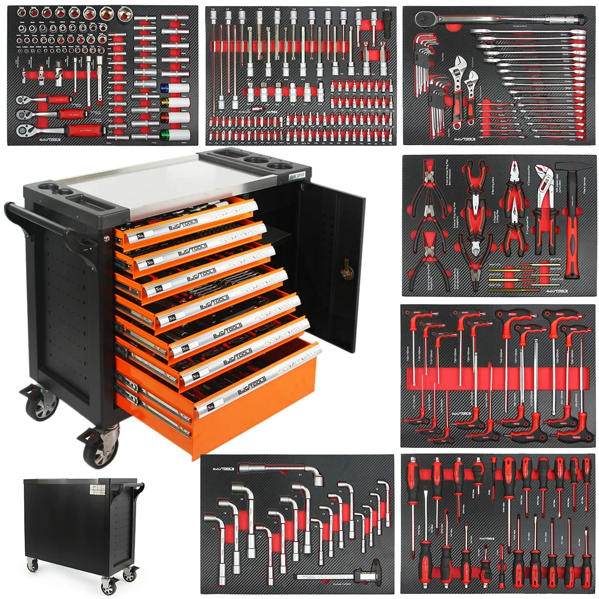 Profesjonalna szafka narzędziowa wózek warsztatowy 7 szuflad 298 el BJC