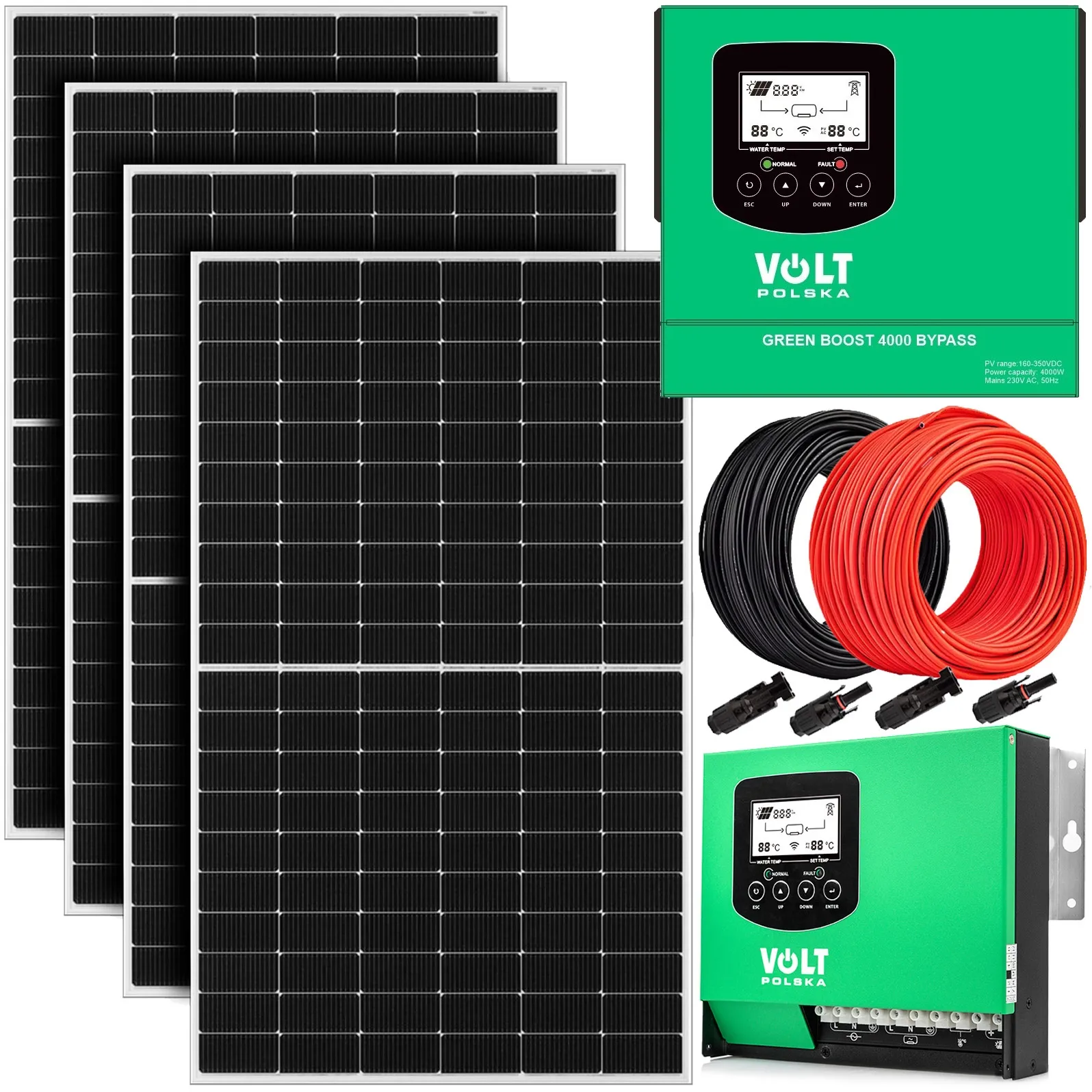 Zestaw solarny panel do grzania wody CWU 4000W GREEN BOOST MPPT 4xPV (4x510W)