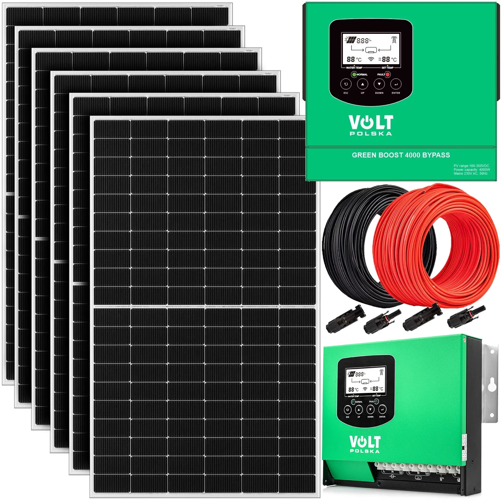 Zestaw solarny panel do grzania wody CWU 4000W GREEN BOOST MPPT 6xPV (6x510W)