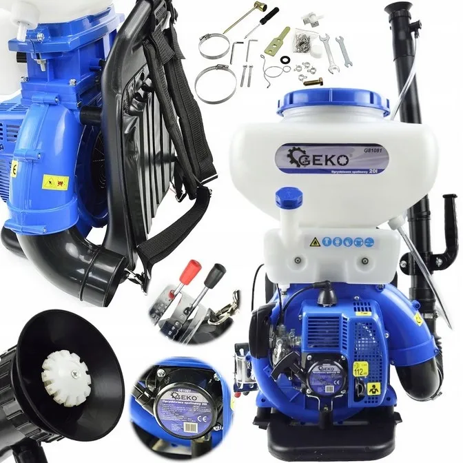 Opryskiwacz spalinowy plecakowy turbinowy ogrodowy dmuchawa siewnik 20L 2,9 km GEKO