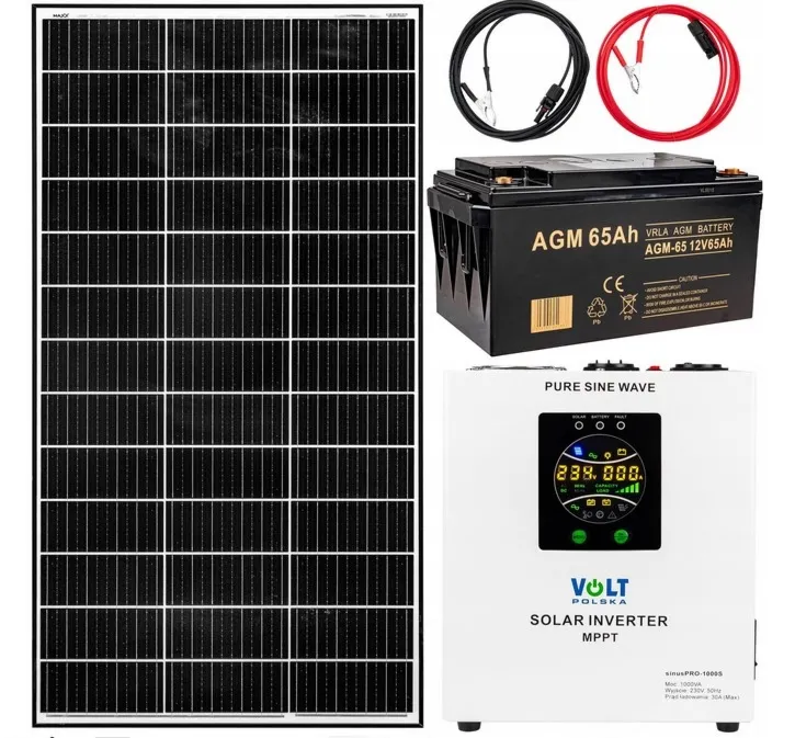 Zestaw solarny bateria słoneczna 180W 65Ah (Panel, Przetwornica 1000S, Akumulator)