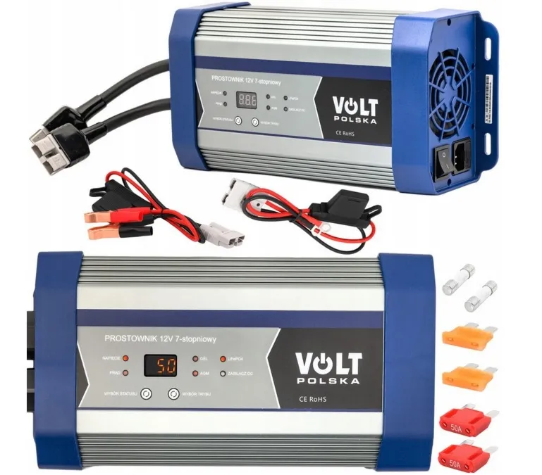 Prostownik akumulatorowy ładowarka agm gel vrla LifePo4 Smart CPU 12V 50A VOLT POLSKA