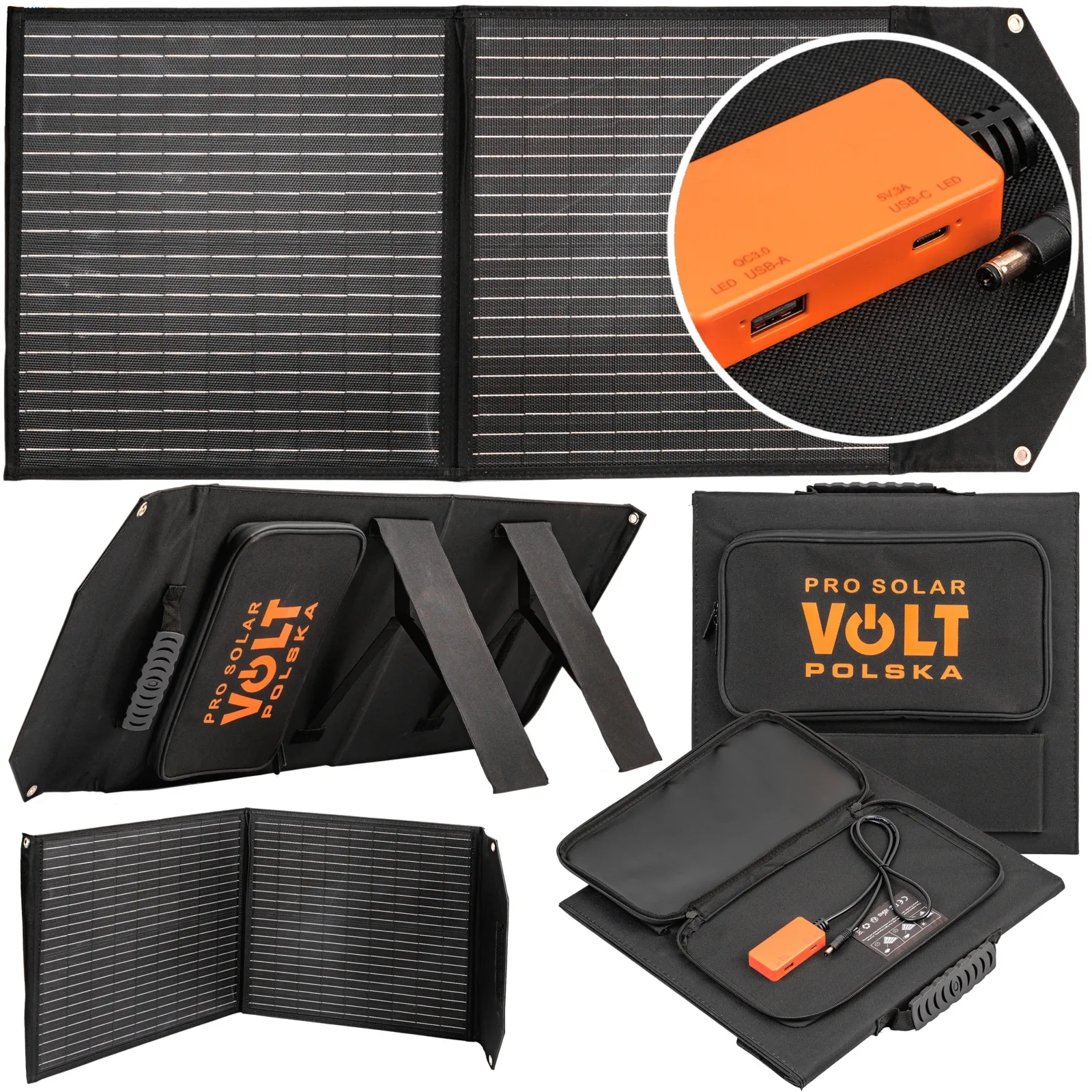 Przenośny panel solarny PRO SOLAR 50W 2xUSB 3A SKŁADANY VOLT POLSKA