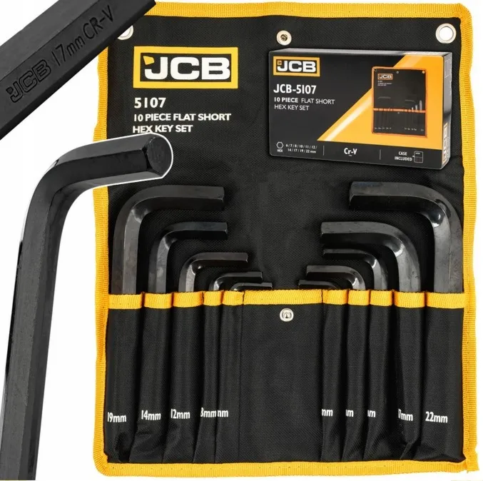 Zestaw klucze imbusowe wkrętaki imbusy krótkie crv płachta 10el 6-22mm JCB
