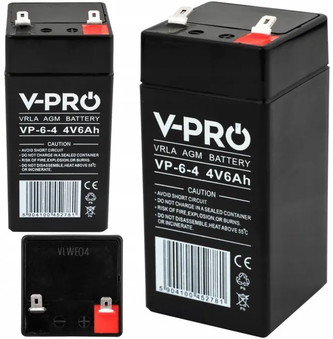 Akumulator bateria agm 4V 6Ah kasy fiskalne wagi 47x47x101mm VOLT POLSKA