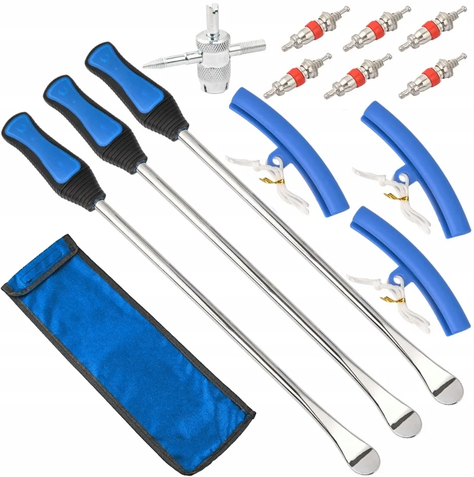 Łyżki ze stopką do opon motocyklowych rowerowych zestaw naprawczy 370mm 14 szt FALON-TECH