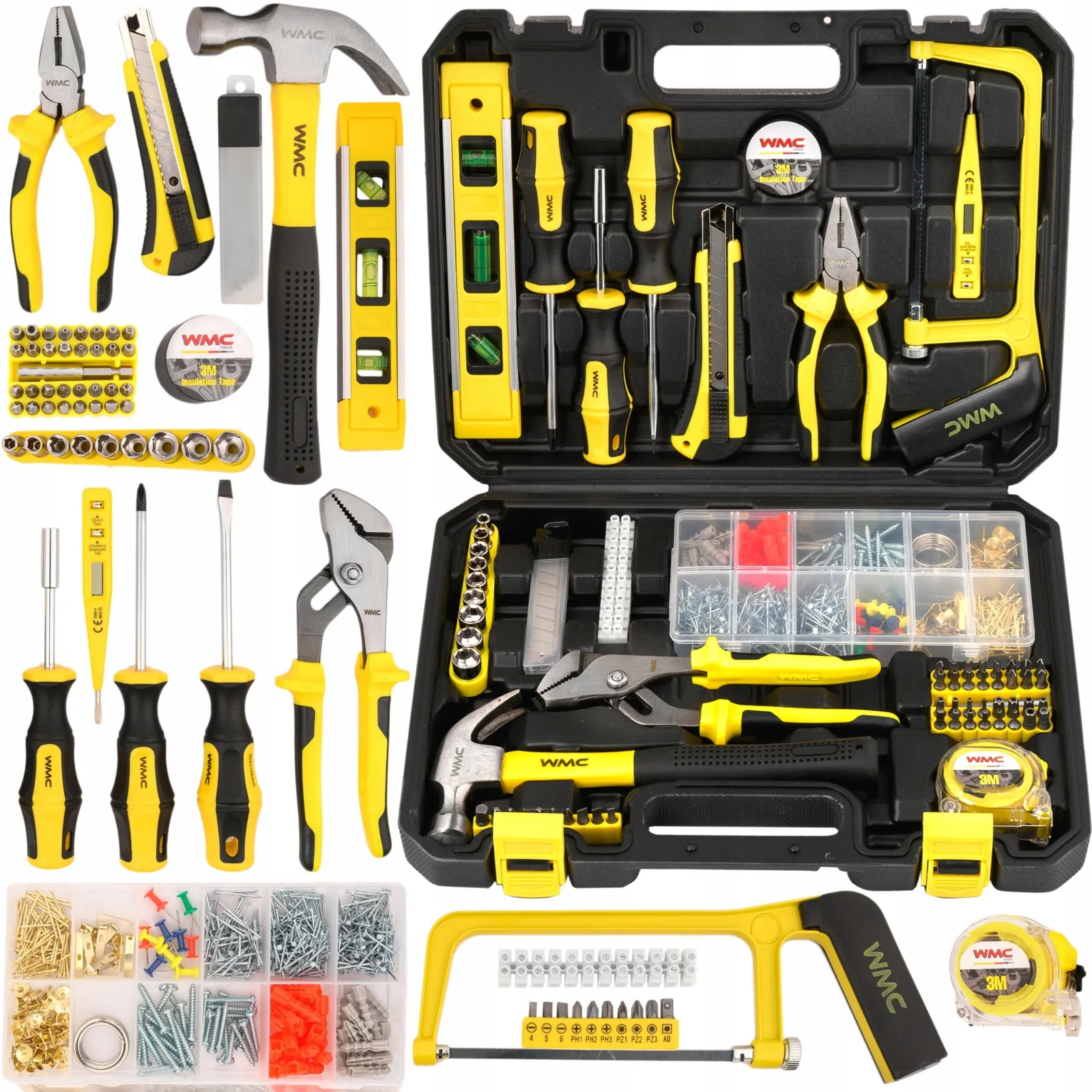 Zestaw narzędziowy klucze nasadowe wkrętaki bity nasadki walizka 650 elem. WMC