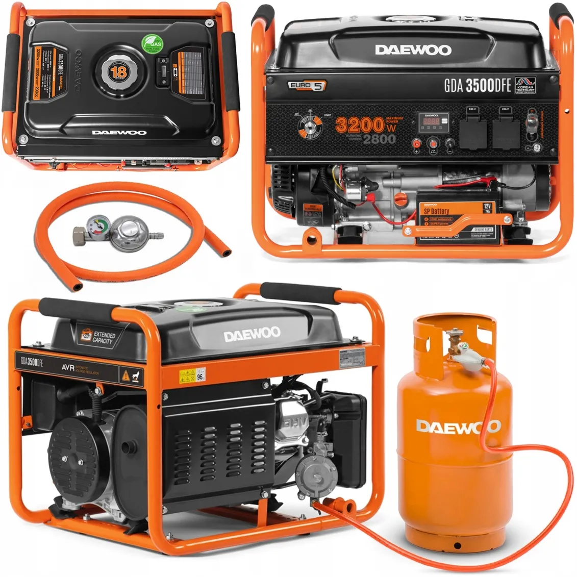 Agregat prądotwórczy gaz benzyna generator prądu 230V GDA3500DFE AVR DAEWOO