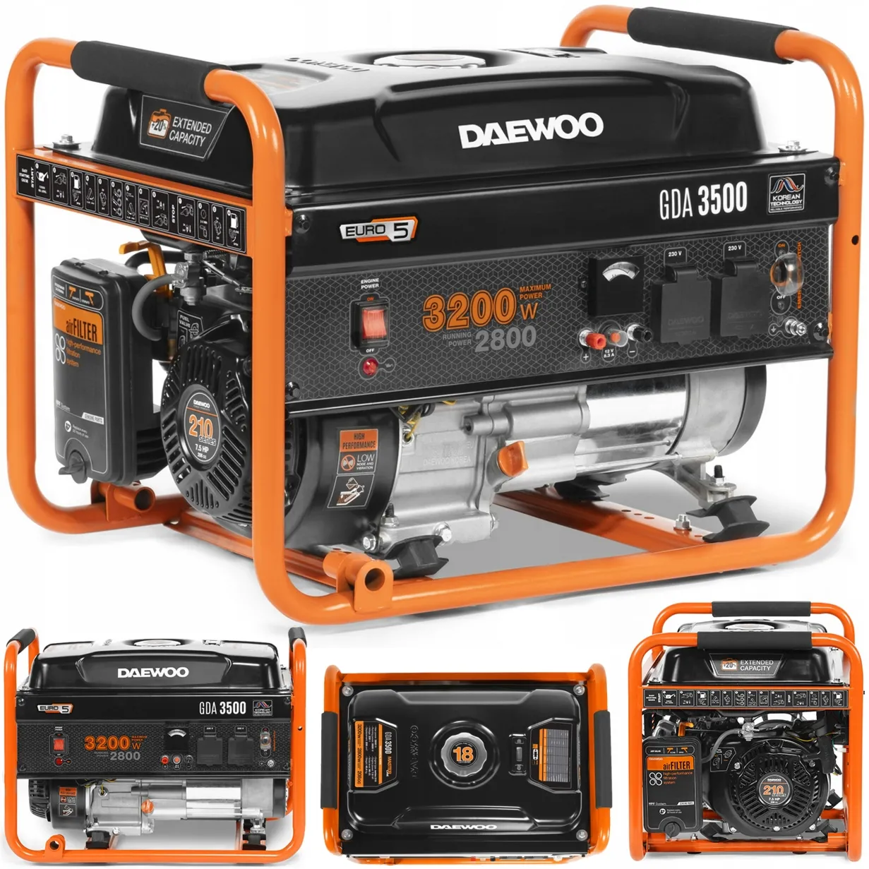 Agregat prądotwórczy generator prądu 230V GDA3500 7,5KM AVR DAEWOO