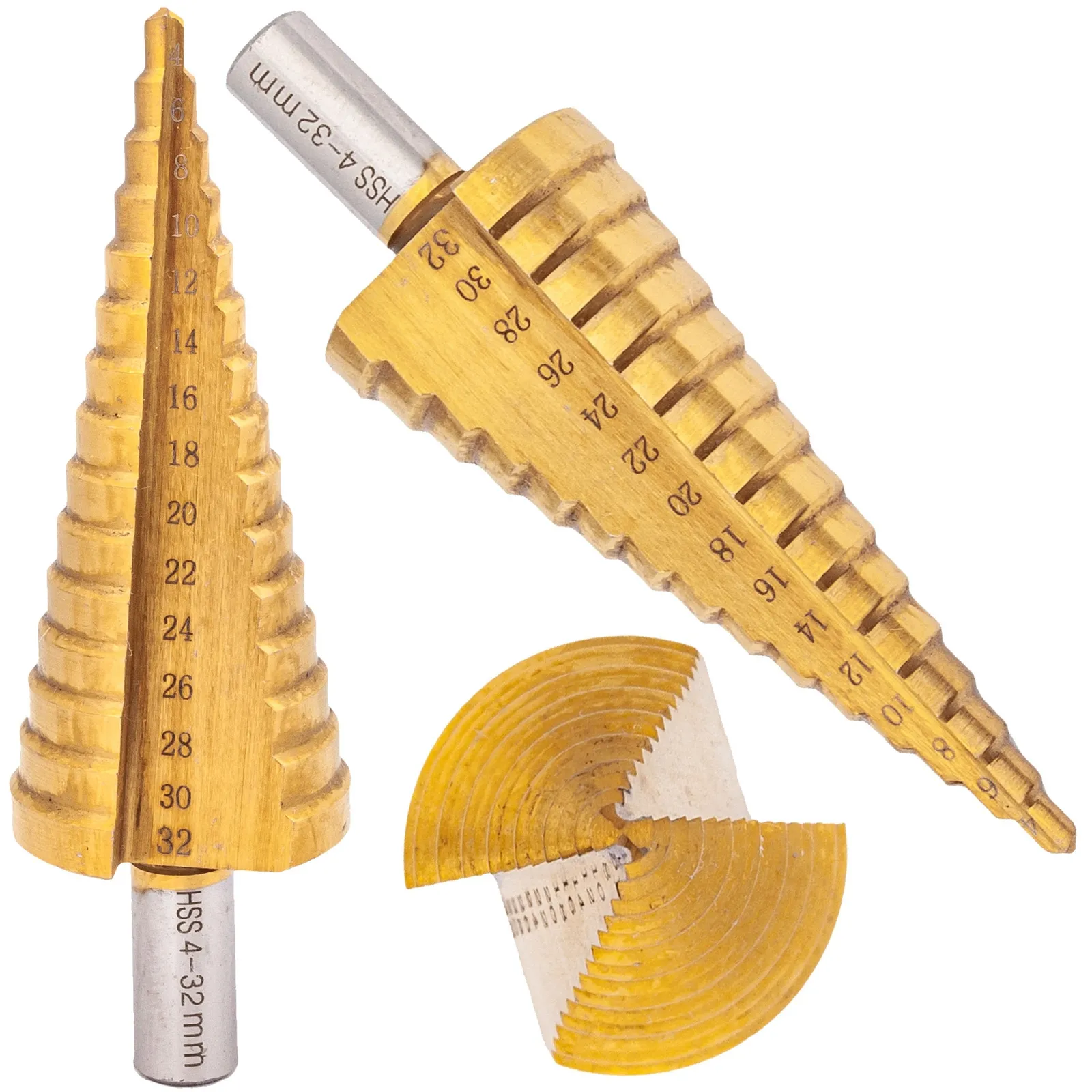 Wiertło stożkowe stopniowe tytanowe HSS 4-32 mm (wiertła) FALON-TECH