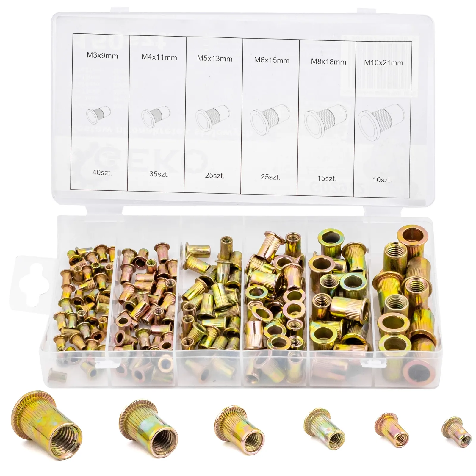 Nitonakrętki stalowe 150 szt M3 M5 M6 M8 M10 FALON-TECH