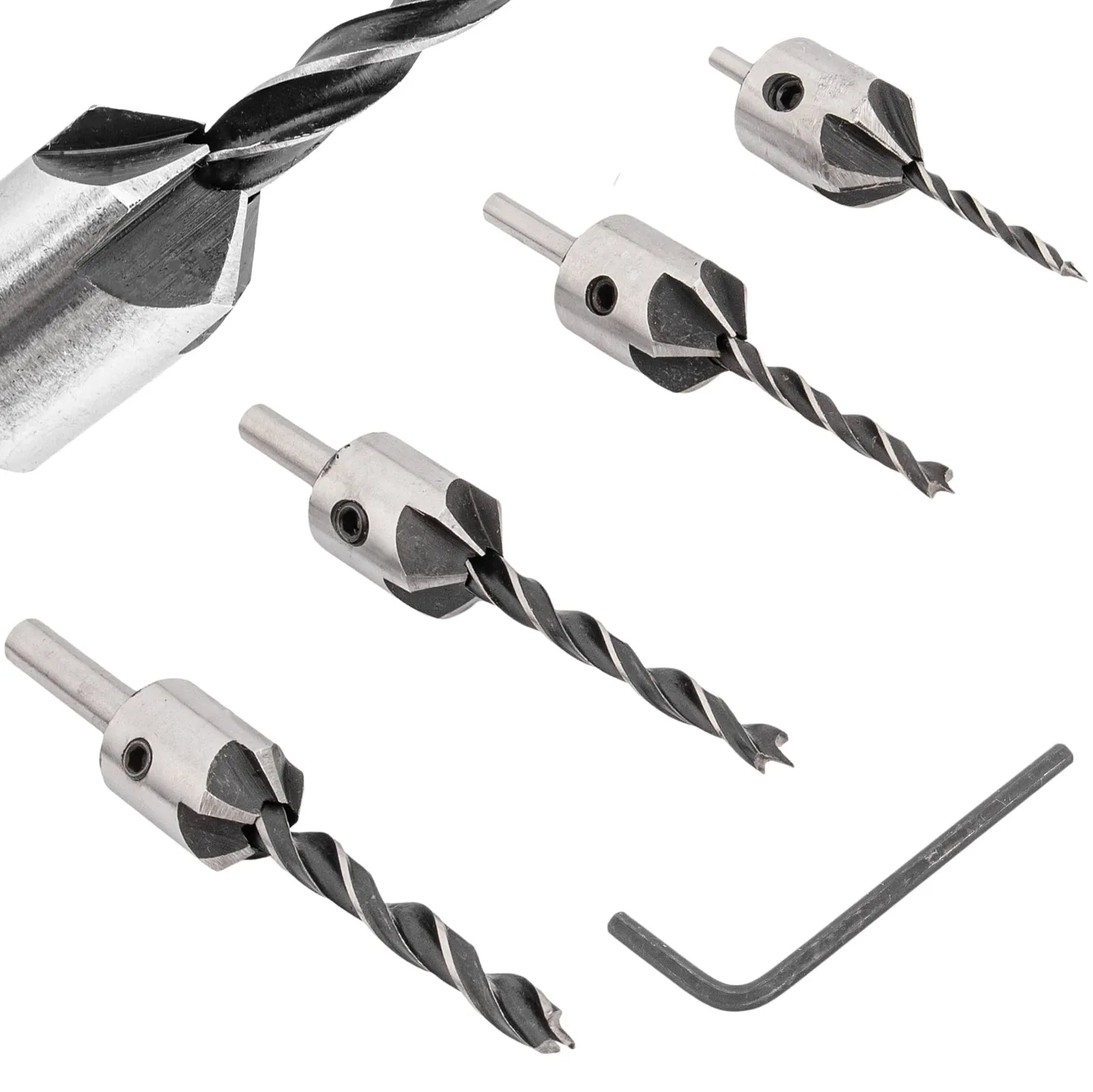 Wiertła do drewna z pogłębiaczem zestaw 3-6mm 4szt FALON-TECH