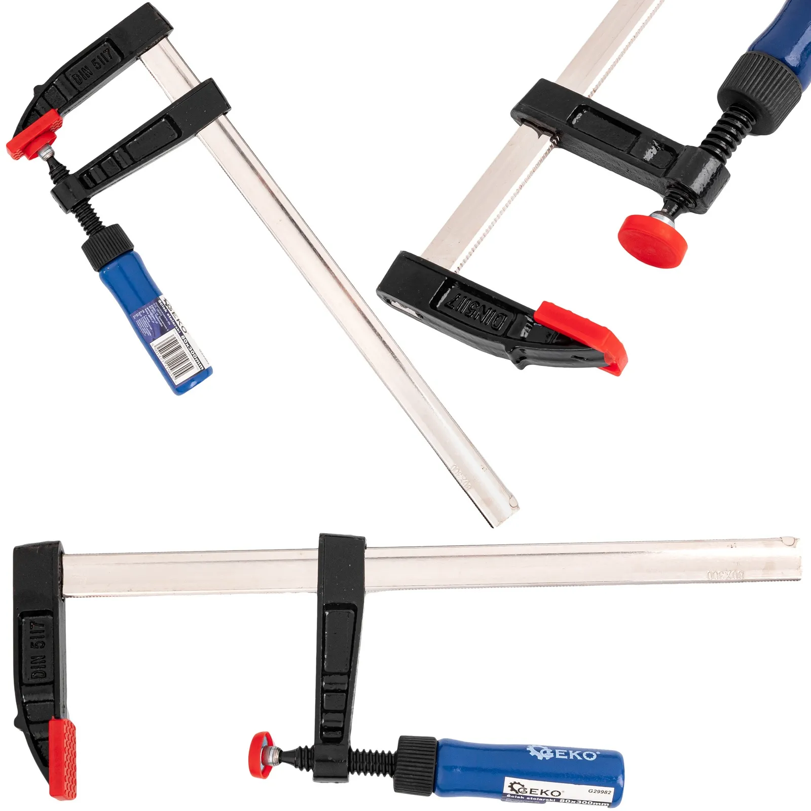 Ścisk zacisk stolarski zacisk uchwyt 80x300 mm Typ F GEKO