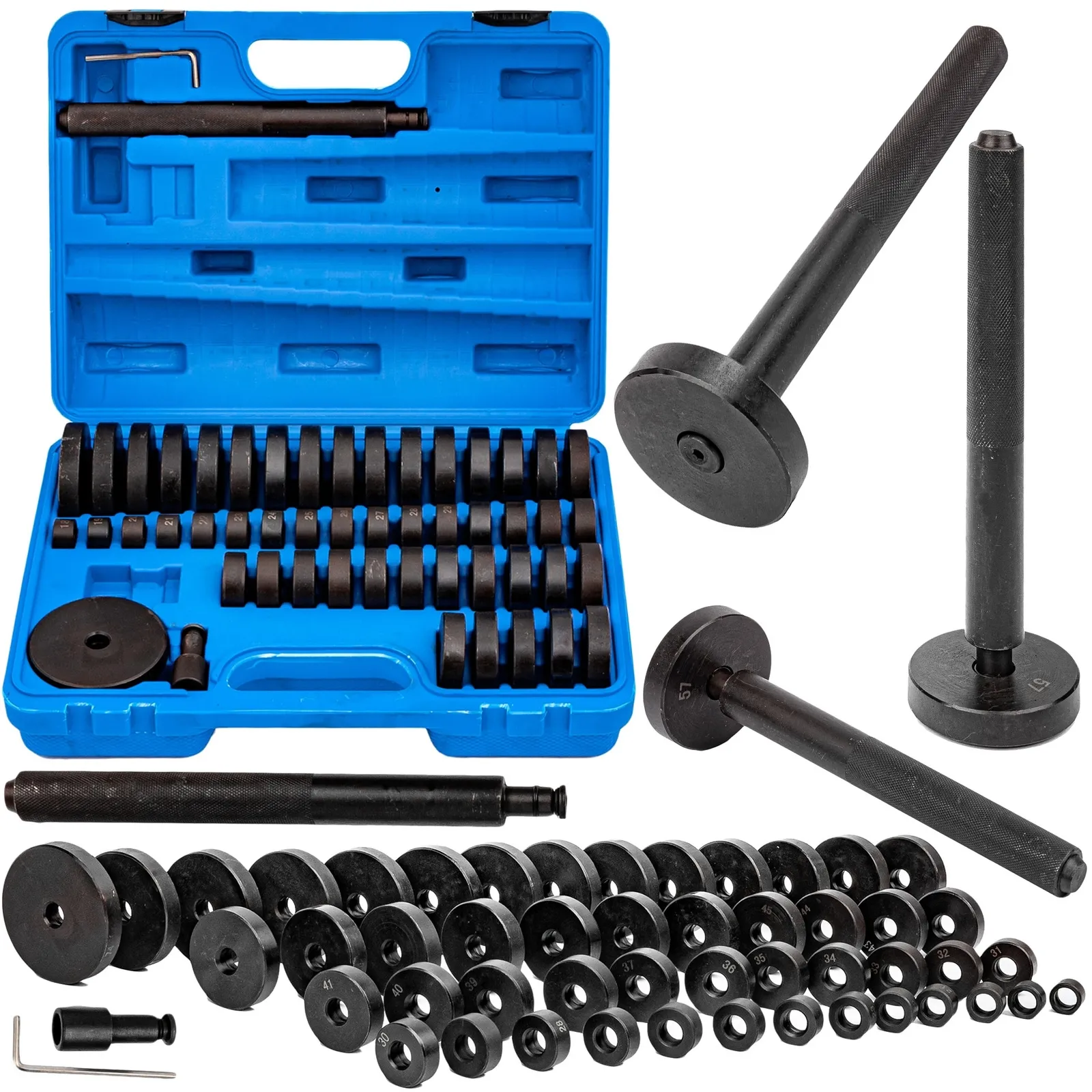 Ściągacz do tulei łożysk sworzni adapter prasy 18-74 mm zestaw 52 el FALON-TECH