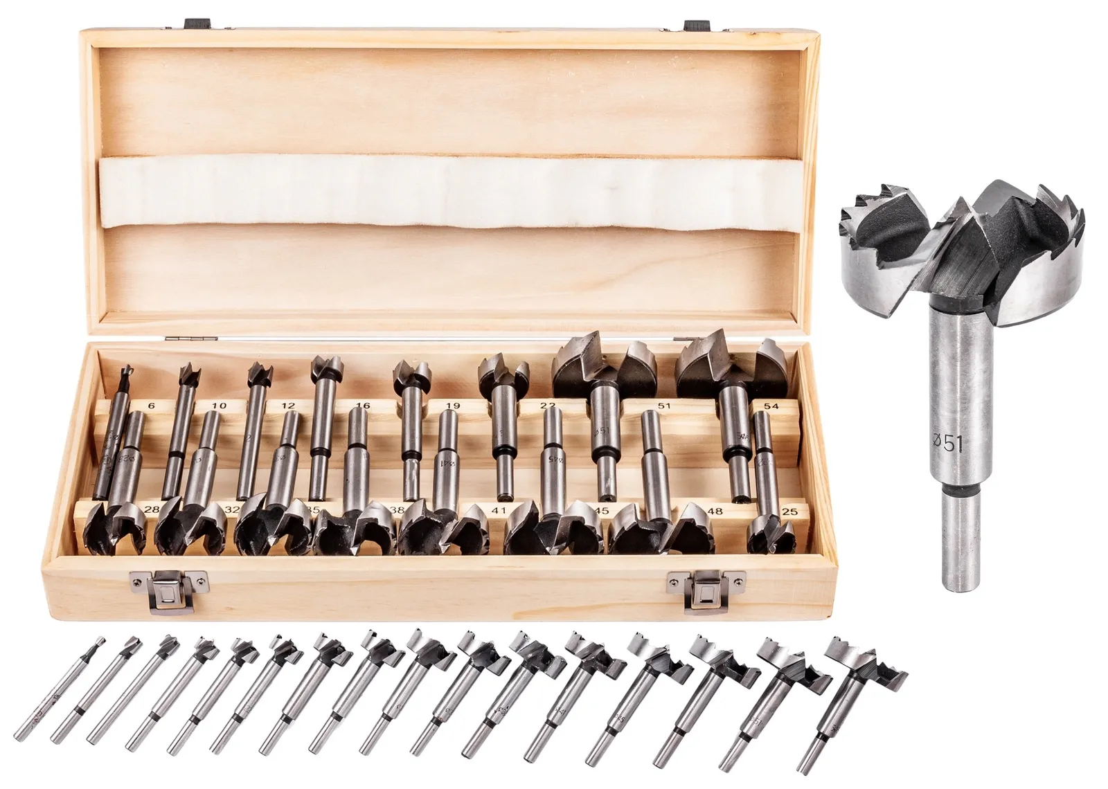 Sękowniki flekowniki do drewna wiertła 6-54 mm zestaw FALON-TECH