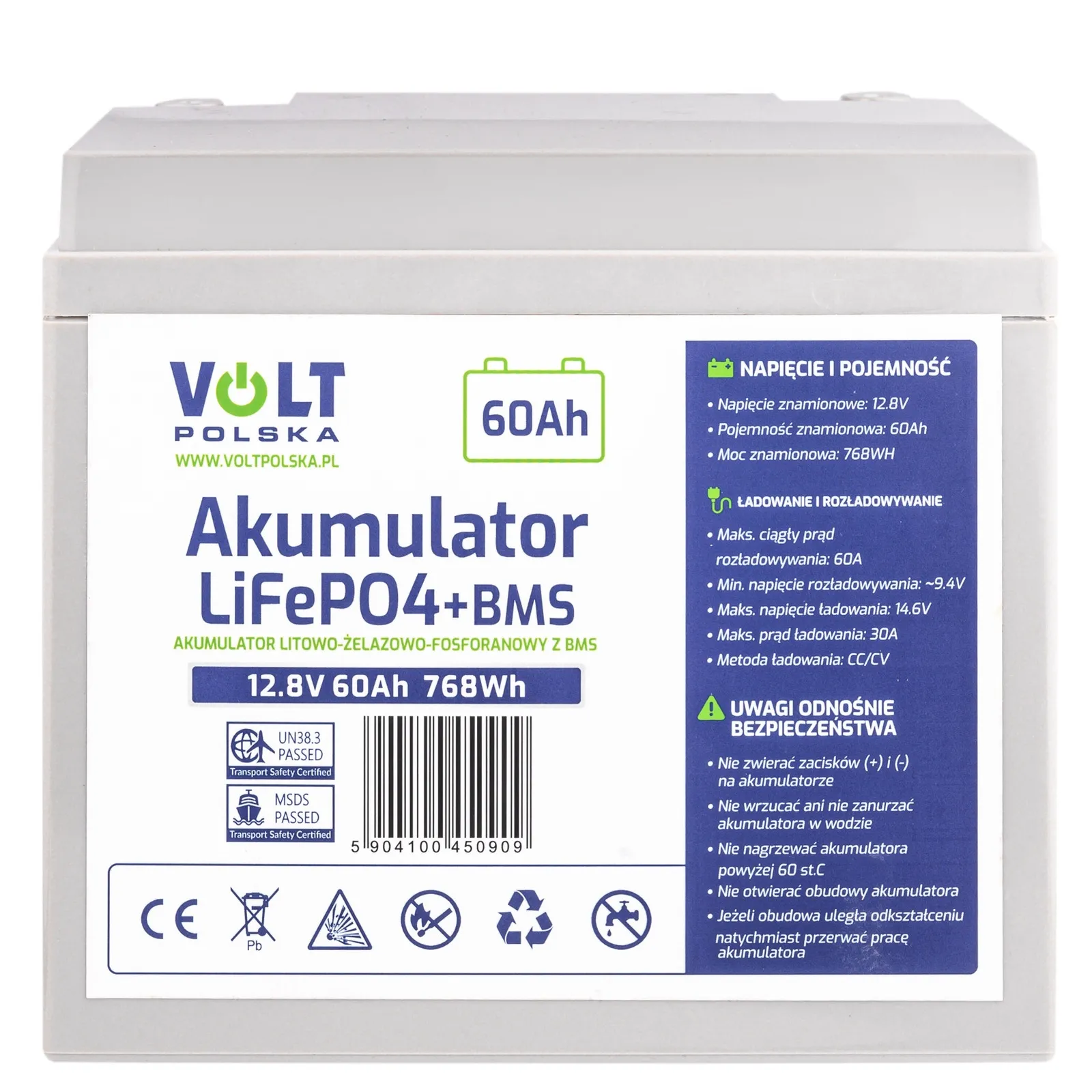 Akumulator LiFePo4 60Ah 60A 12V BMS VOLT POLSKA