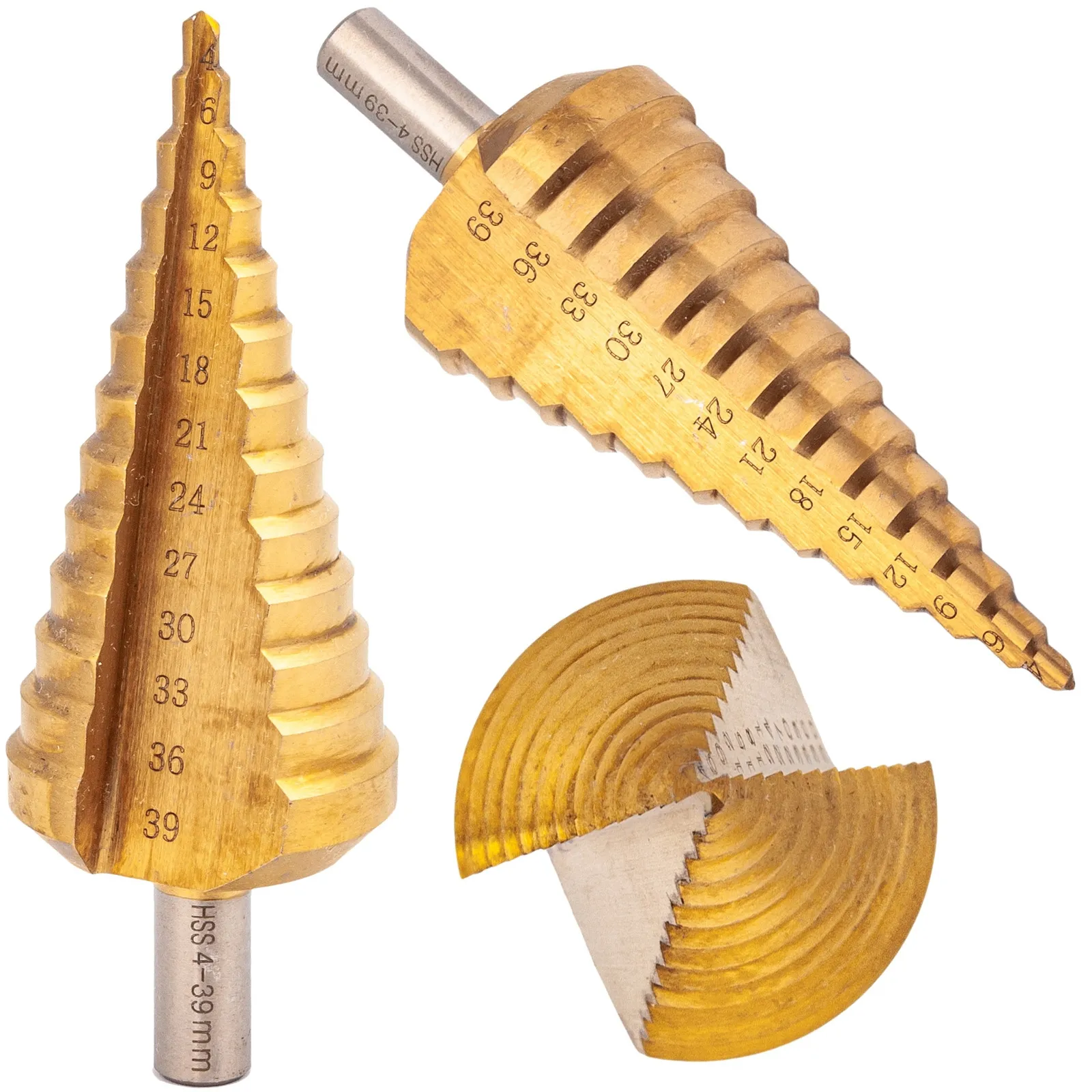 Wiertło stożkowe stopniowe tytanowe HSS 4-39 mm (wiertła) FALON-TECH