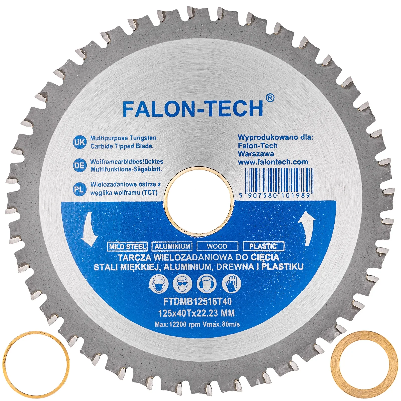 Tarcza tnąca wielozadaniowa 125x22,2 T40 + adaptery FALON-TECH