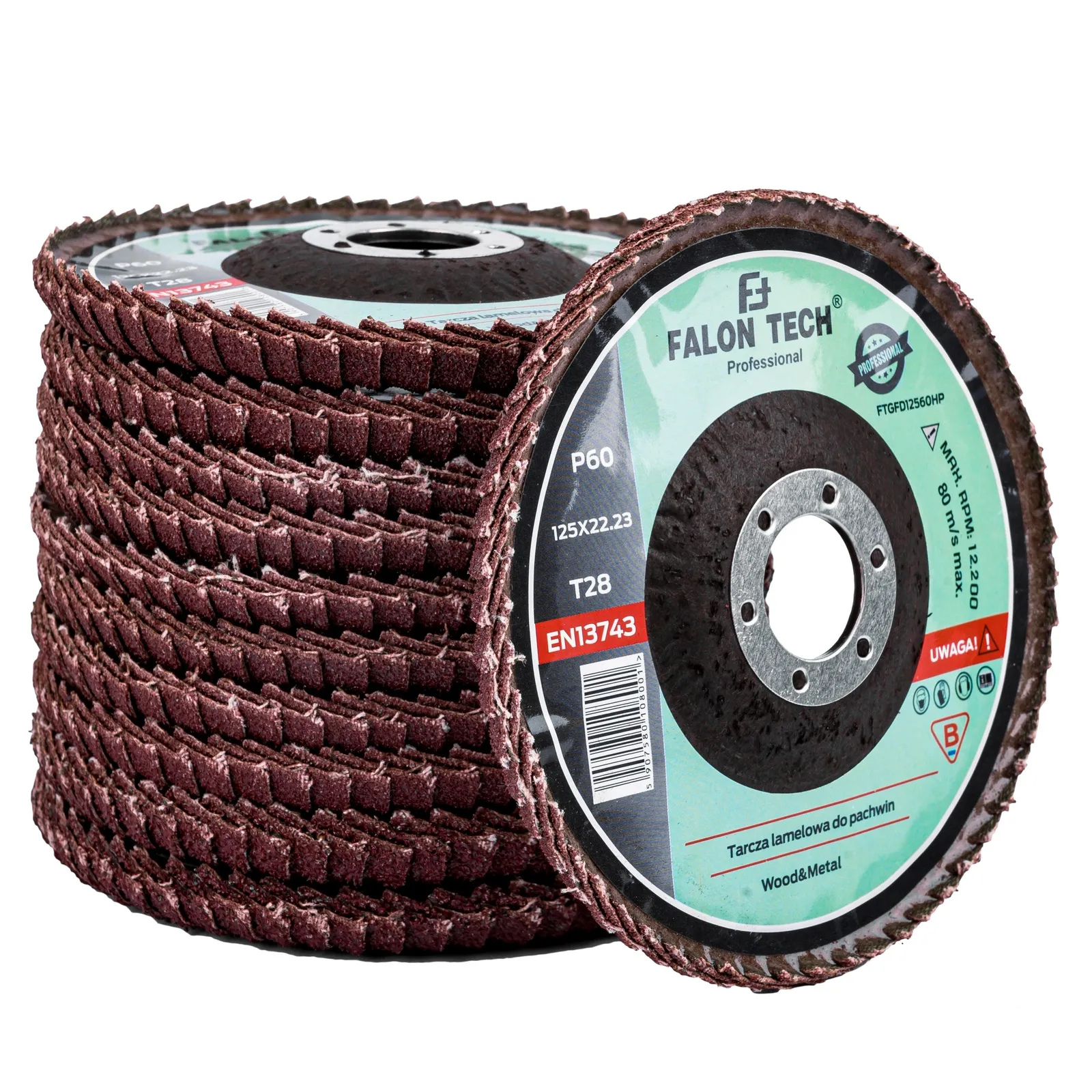 Tarcza pachwinowa do szlifowania listkowa PRO 125mm P60 FALON-TECH