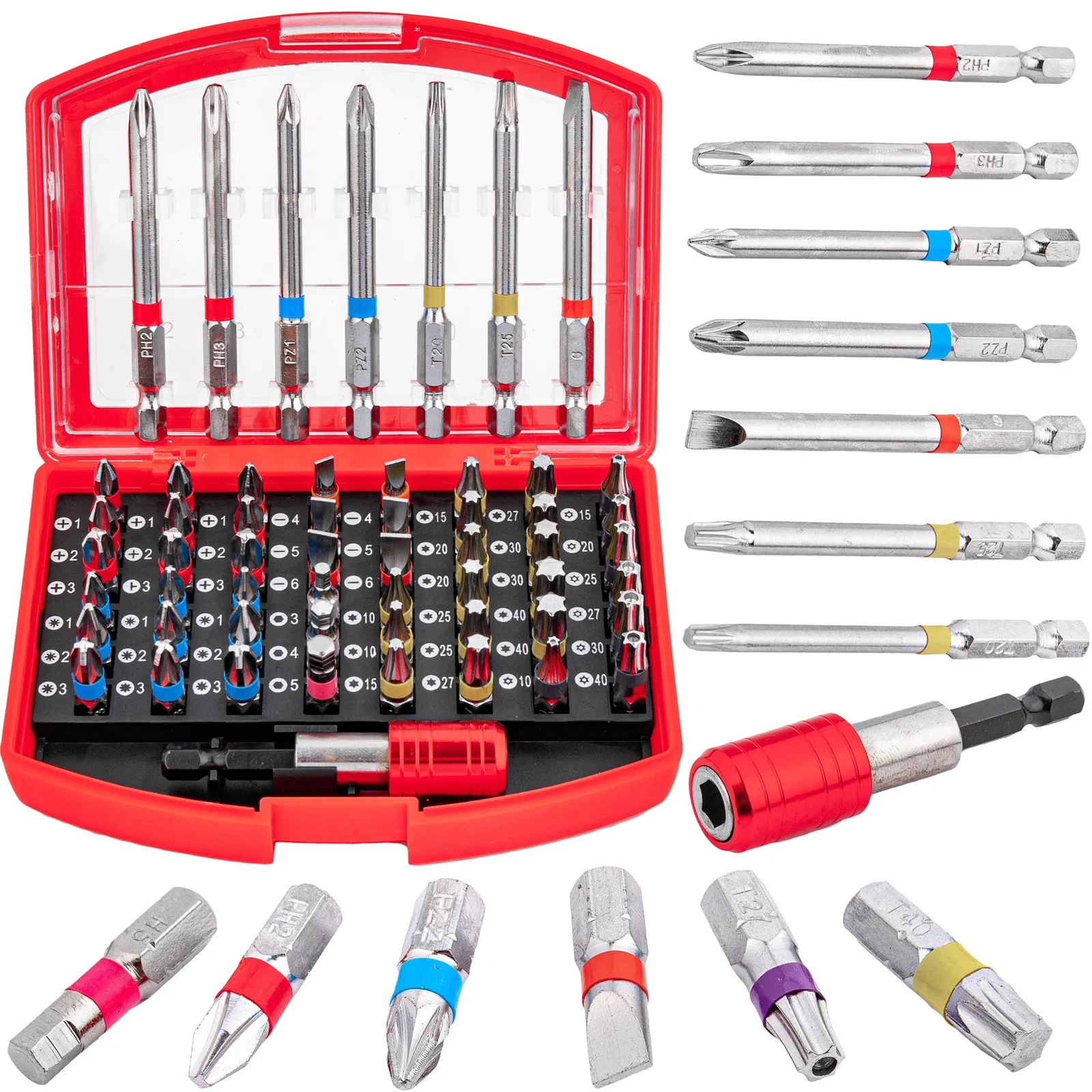 Zestaw Bitów 56 el. 1/4" - 25mm, 75mm Bity Torx Imbus MAR-POL