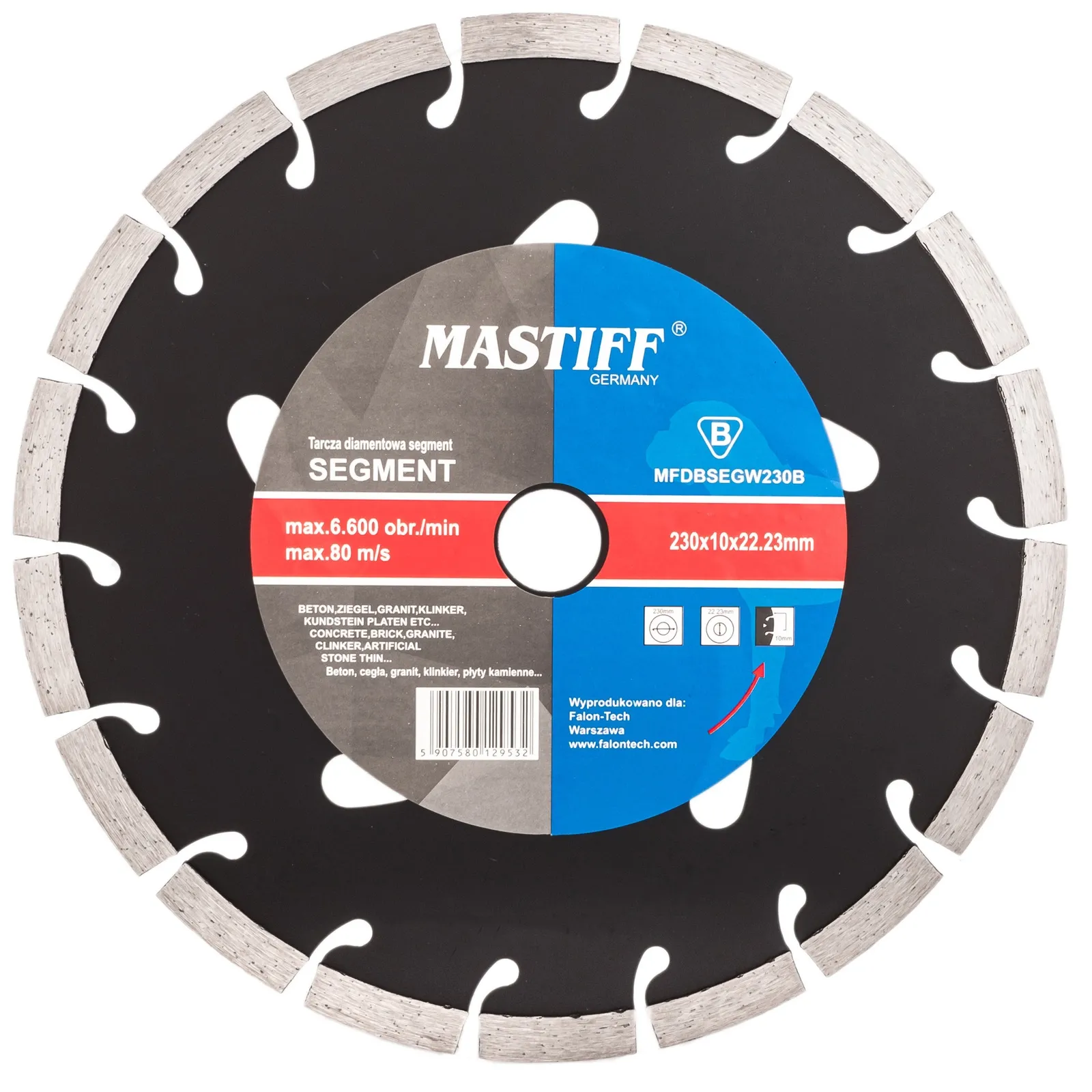 Tarcza diamentowa do betonu 230x10x22.2 mm MASTIFF