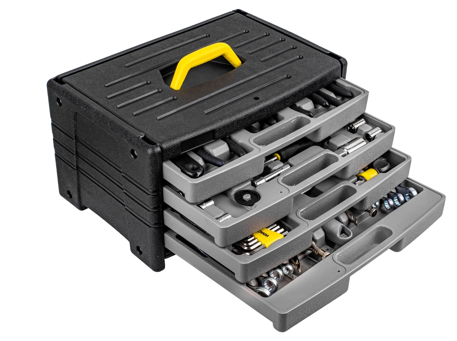 Zestaw narzędziowy klucze nasadowe wkrętaki bity szczypce 135 el. WMC