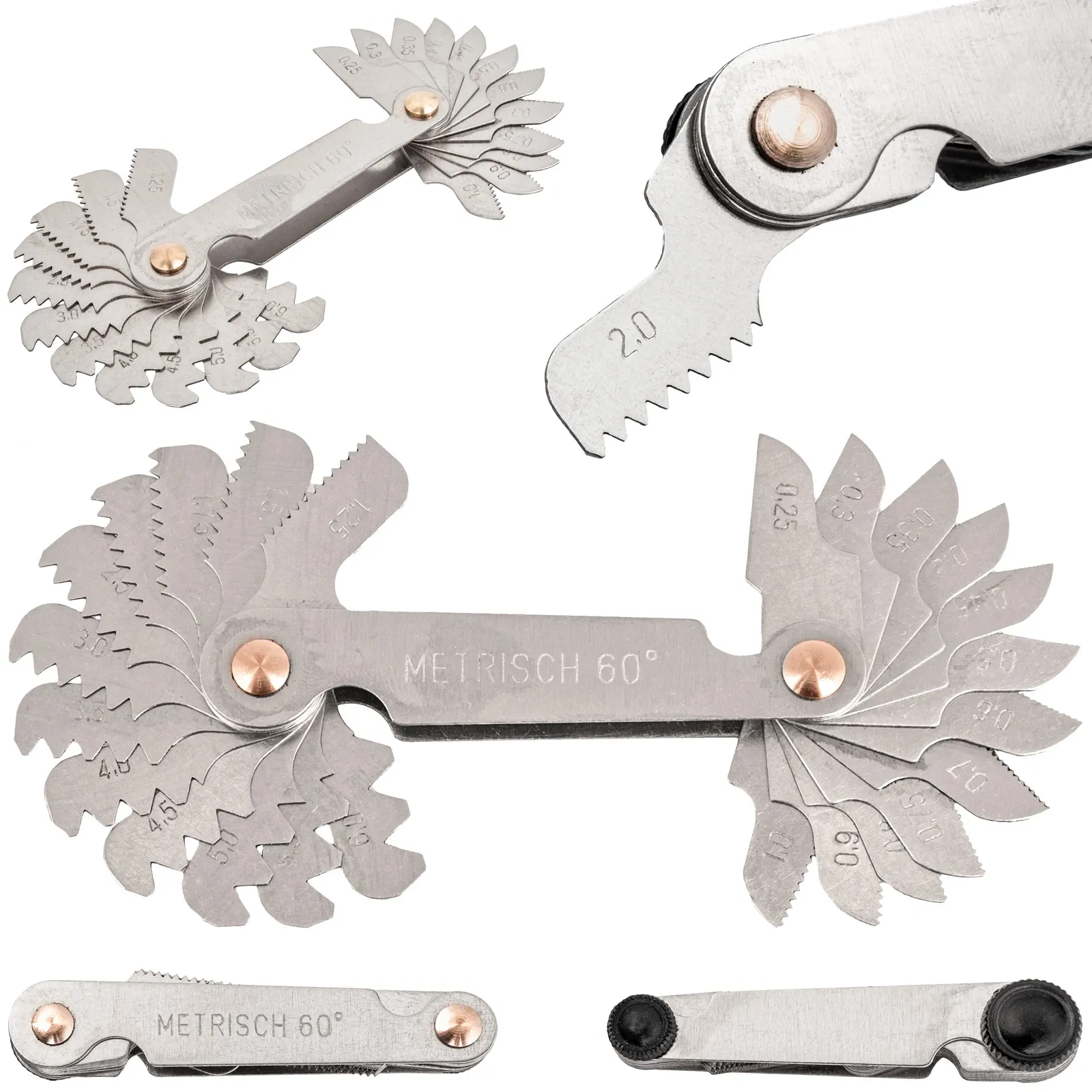 Gwintomierz miernik gwintu wzornik grzebień 0,25-6mm 24 el FALON-TECH