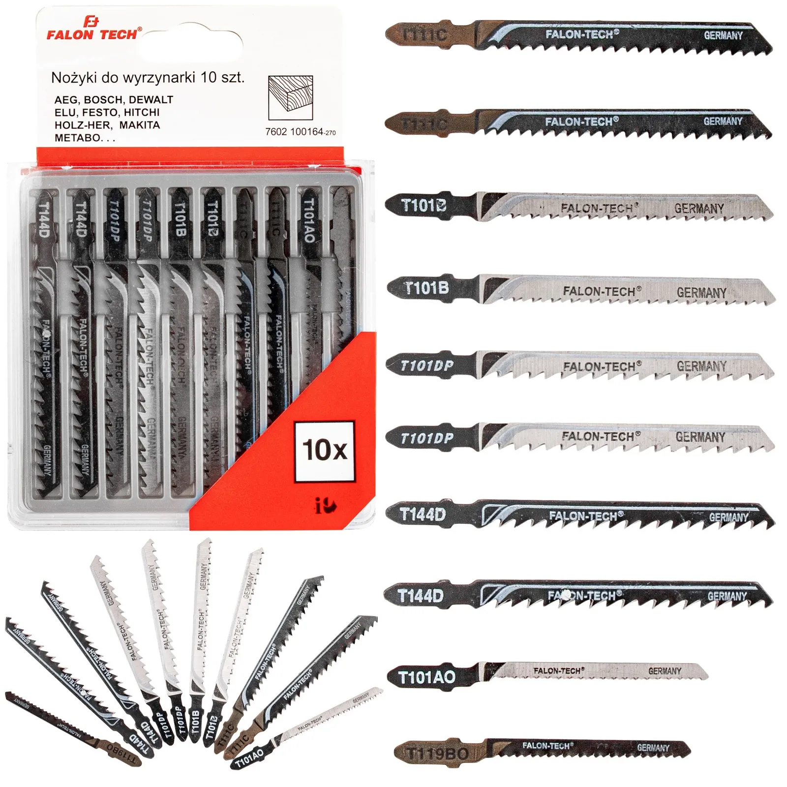 Noże brzeszczoty do wyrzynarki (10 sztuk) FALON-TECH