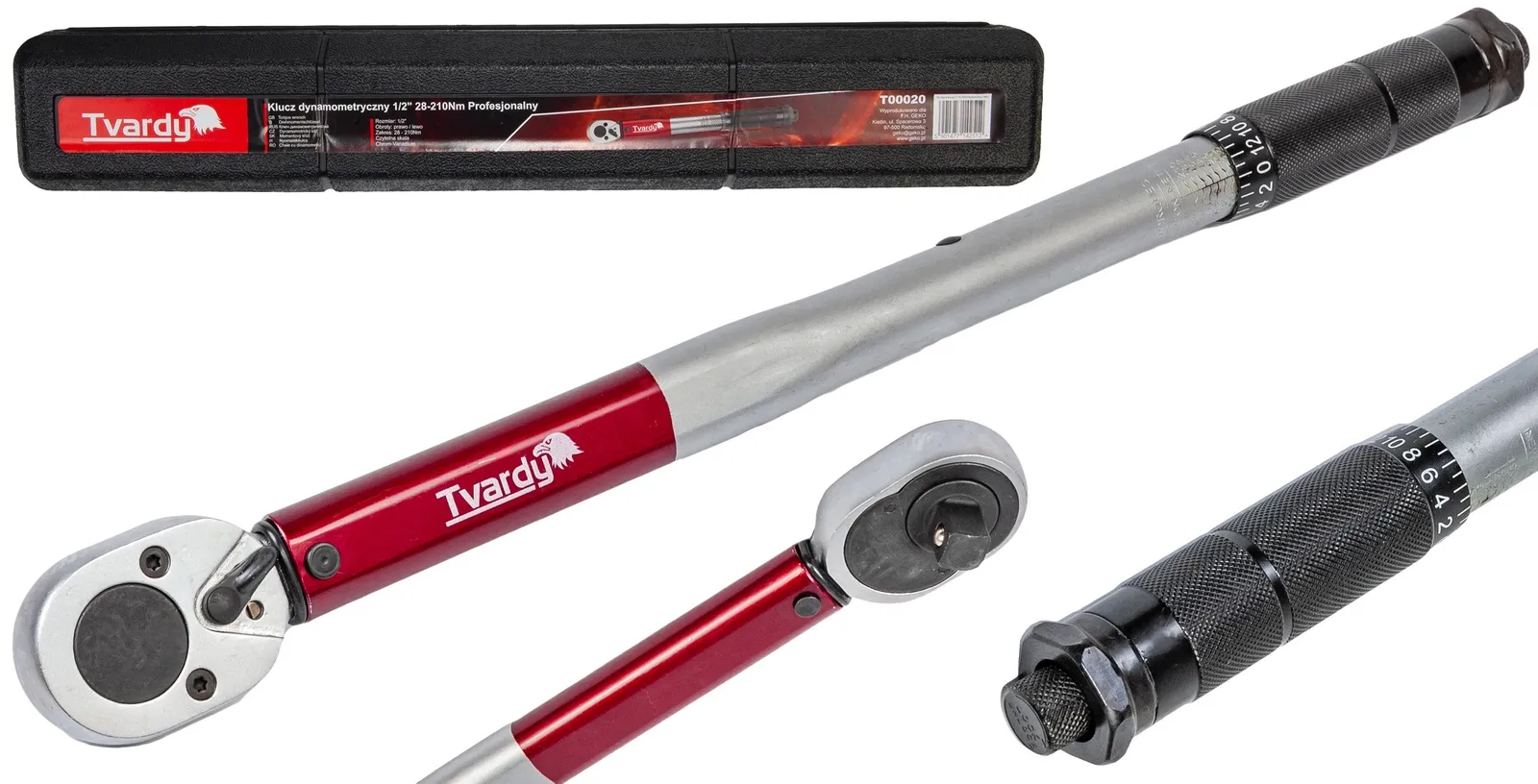 Klucz dynamometryczny 1/2" 460 mm 28-210 Nm TVARDY