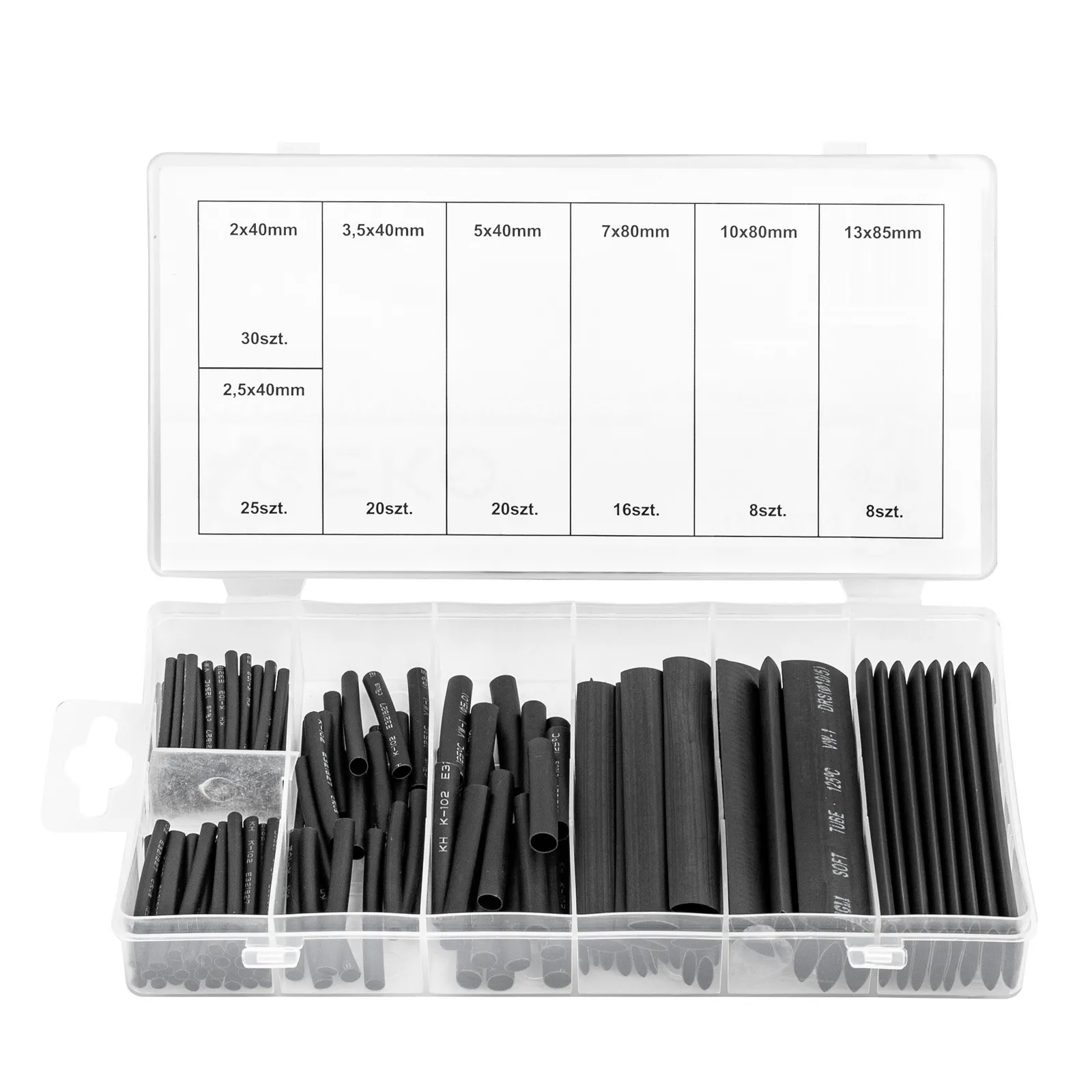 Zestaw koszulek rurki termokurczliwe + sortownik 127szt GEKO