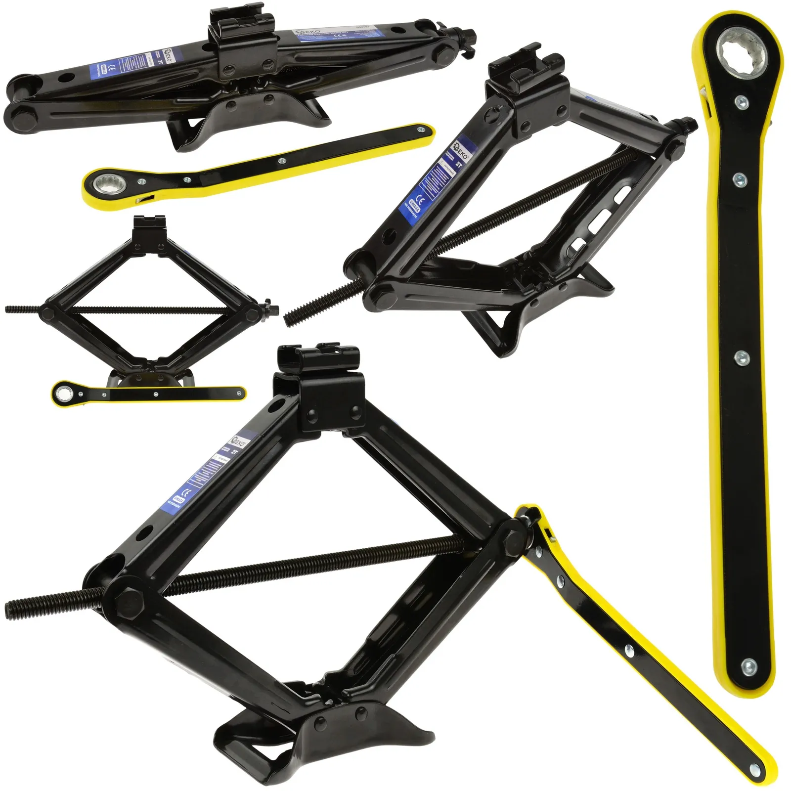 Podnośnik samochodowy lewarek trapezowy 2T +grzechotka GEKO