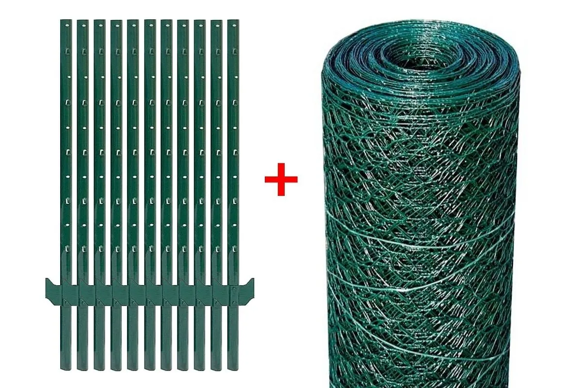 Zestaw SX 25m - siatka 13x13mm/0,50m + 11 x słupek typ U - ZIELONY