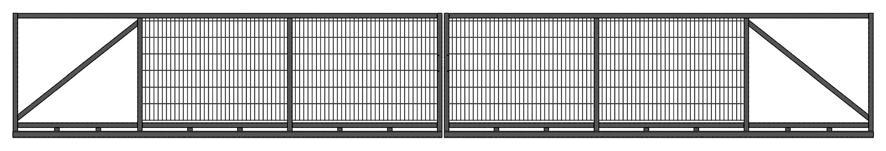 Przemysłowa brama przesuwna - 8,00 x 1,50 m - antracyt , brązowa , czarna , szara , zielona