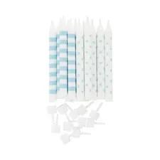 świeczki na tort kropki/paski blue Miss Etoile