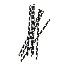 słomki papierowe czarne w białe kropki