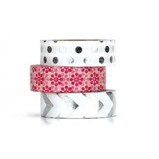 taśma dekoracyjna washi tape silver red Tafelgut