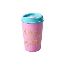 kubek plastic thermo pink Rice