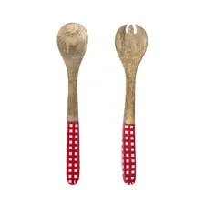 łyżki drewnie do sałaty red Bloomingville
