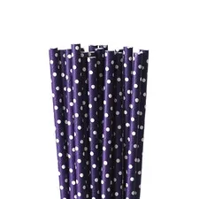 słomki papierowe granatowe w białe kropki
