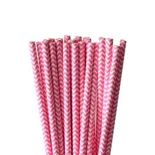 słomki papierowe różowo-białe zygzak