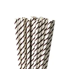słomki papierowe białe w brązowe paseczki