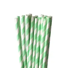 słomki papierowe j.zielono-białe paski
