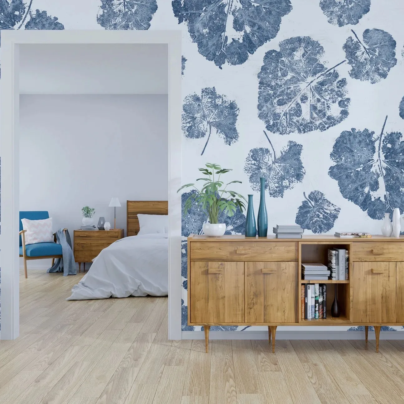 Tapeta Wall Art Foglia Navy - standaryzowane rolki