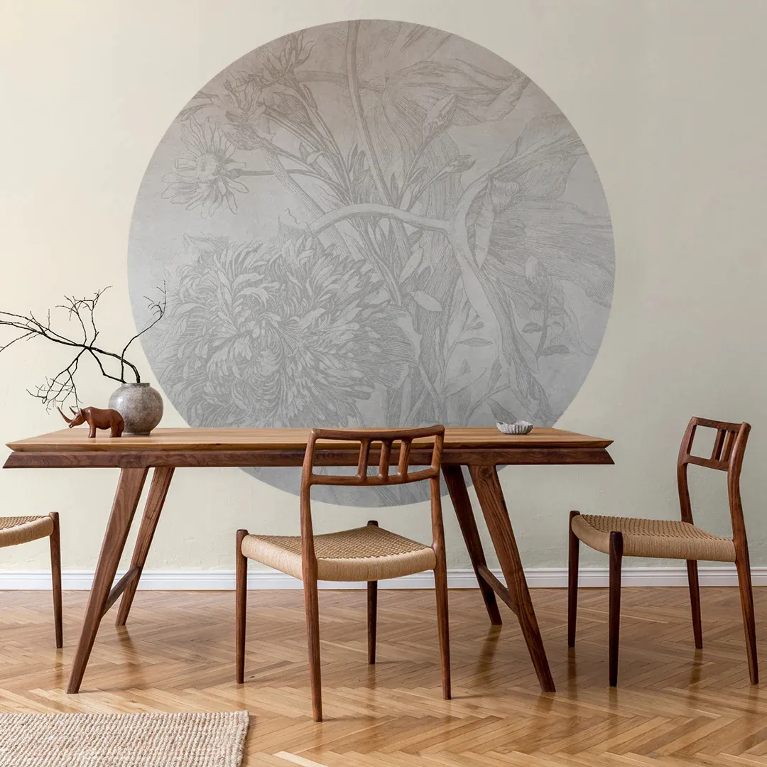 Tapeta Koło Grey Ombre Flower