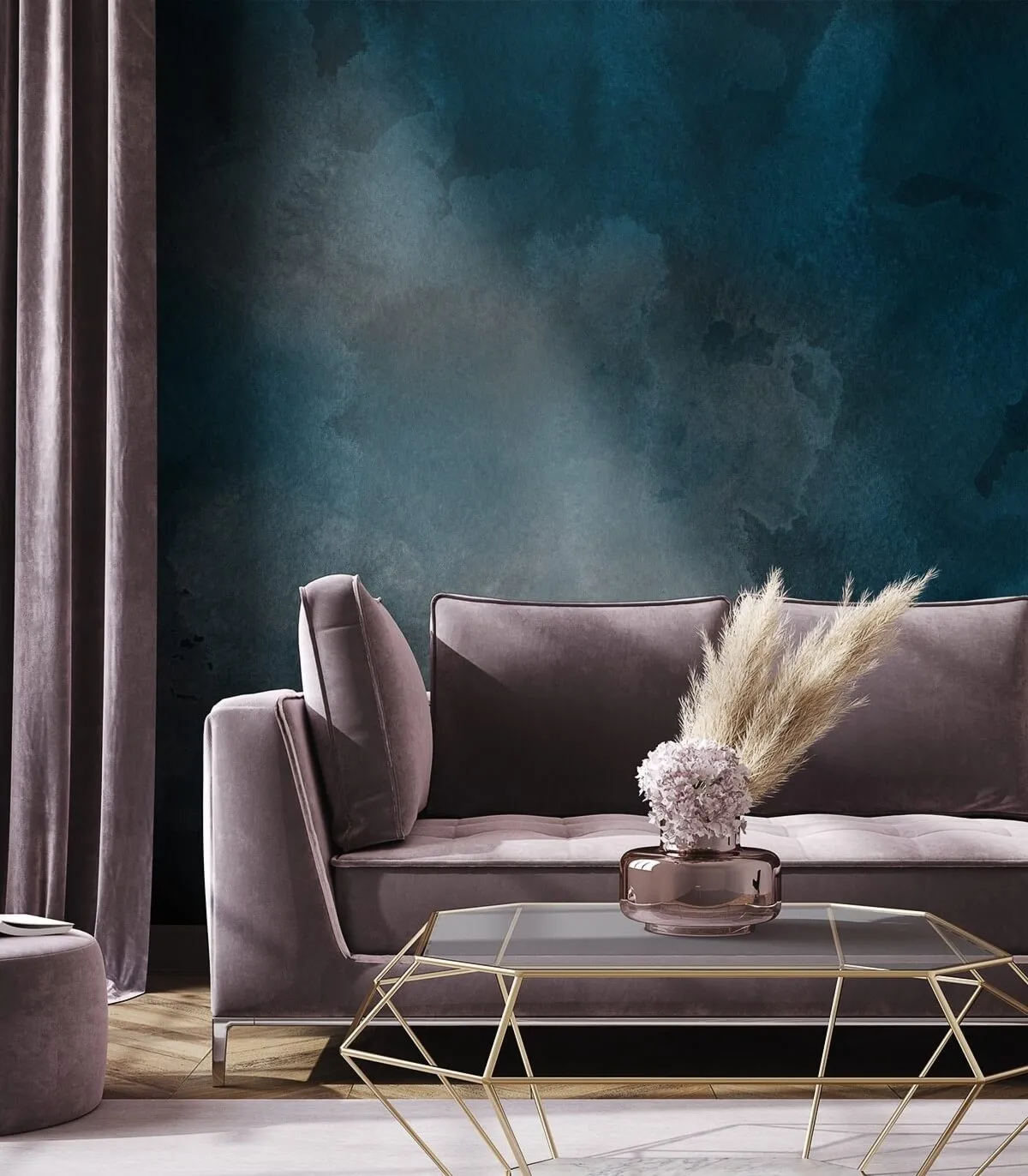 Tapeta Wallcolors - Dark blue watercolor