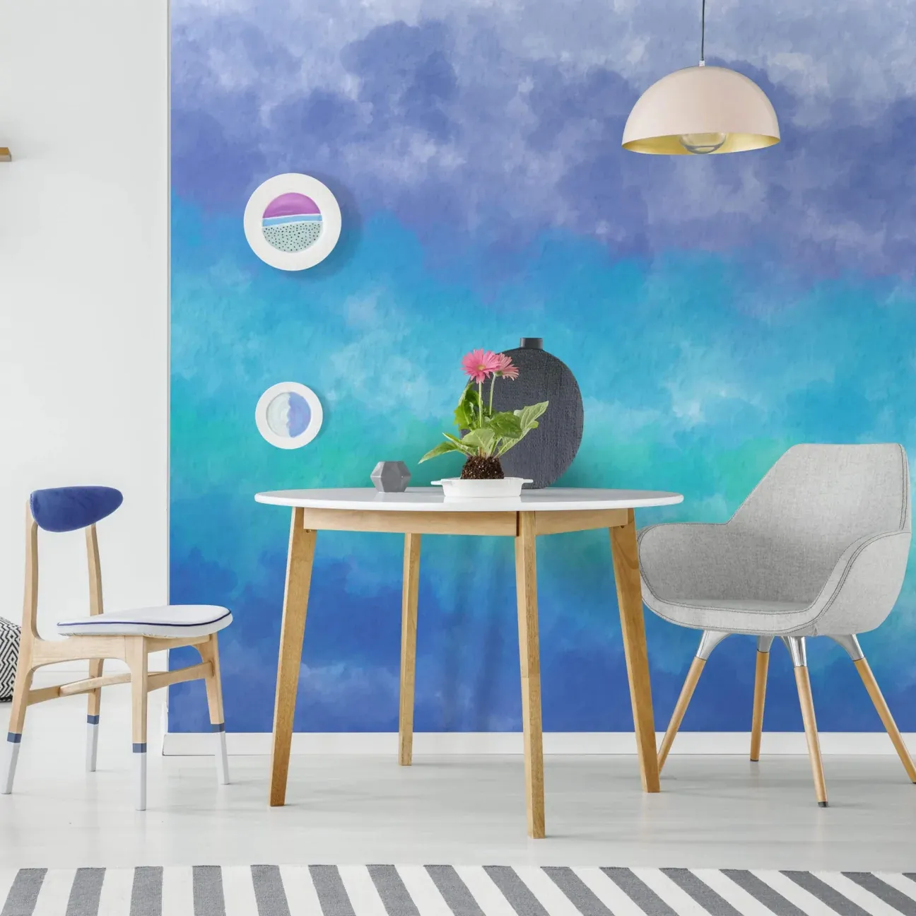 Tapeta Wall Art - Watercolor Ombre Blue