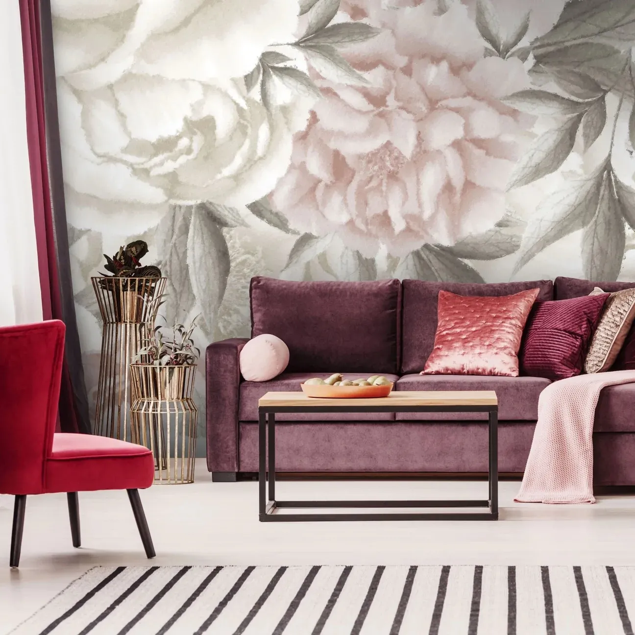 Tapeta Wall Art - Peony Light Big