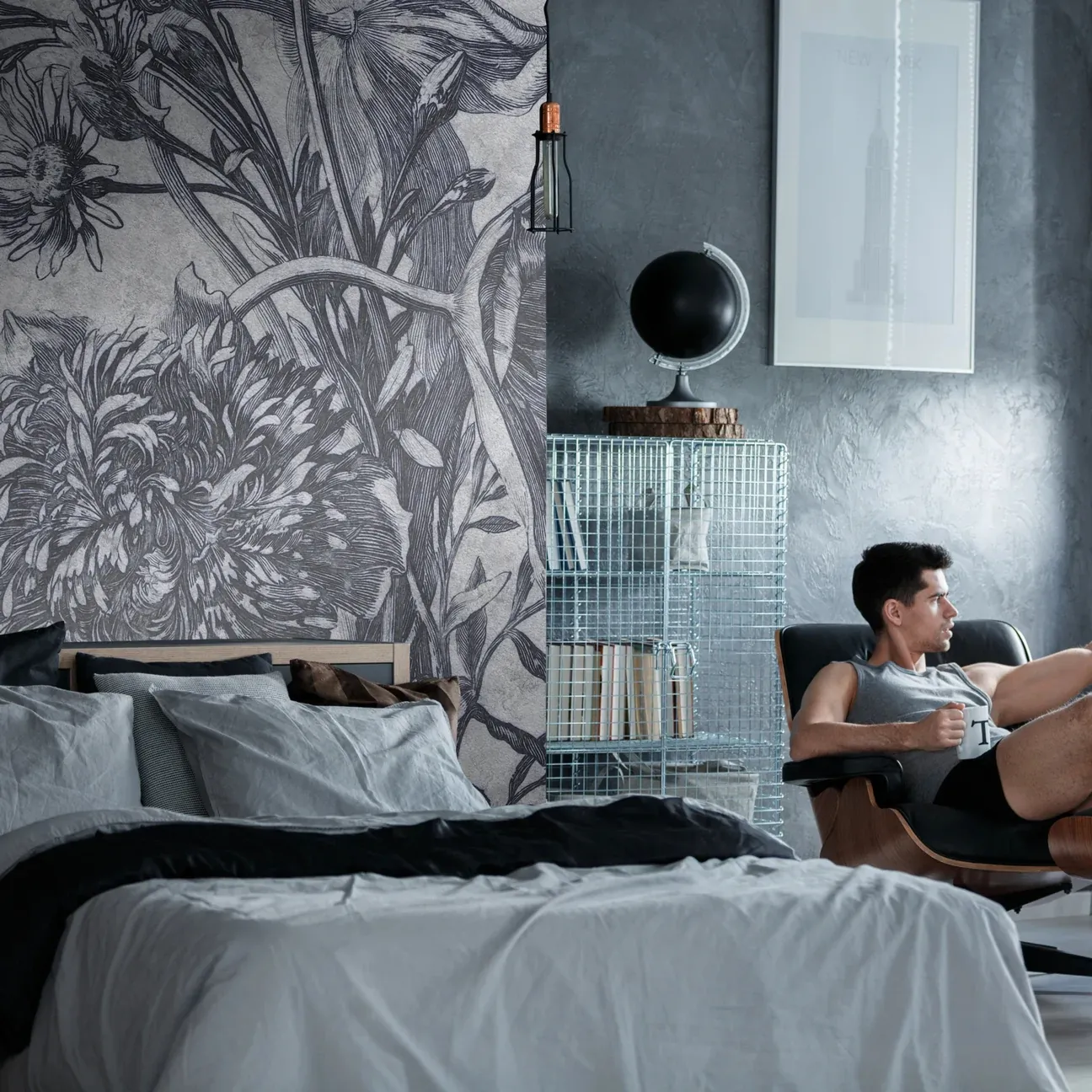 Tapeta Wall Art - Grey Flower