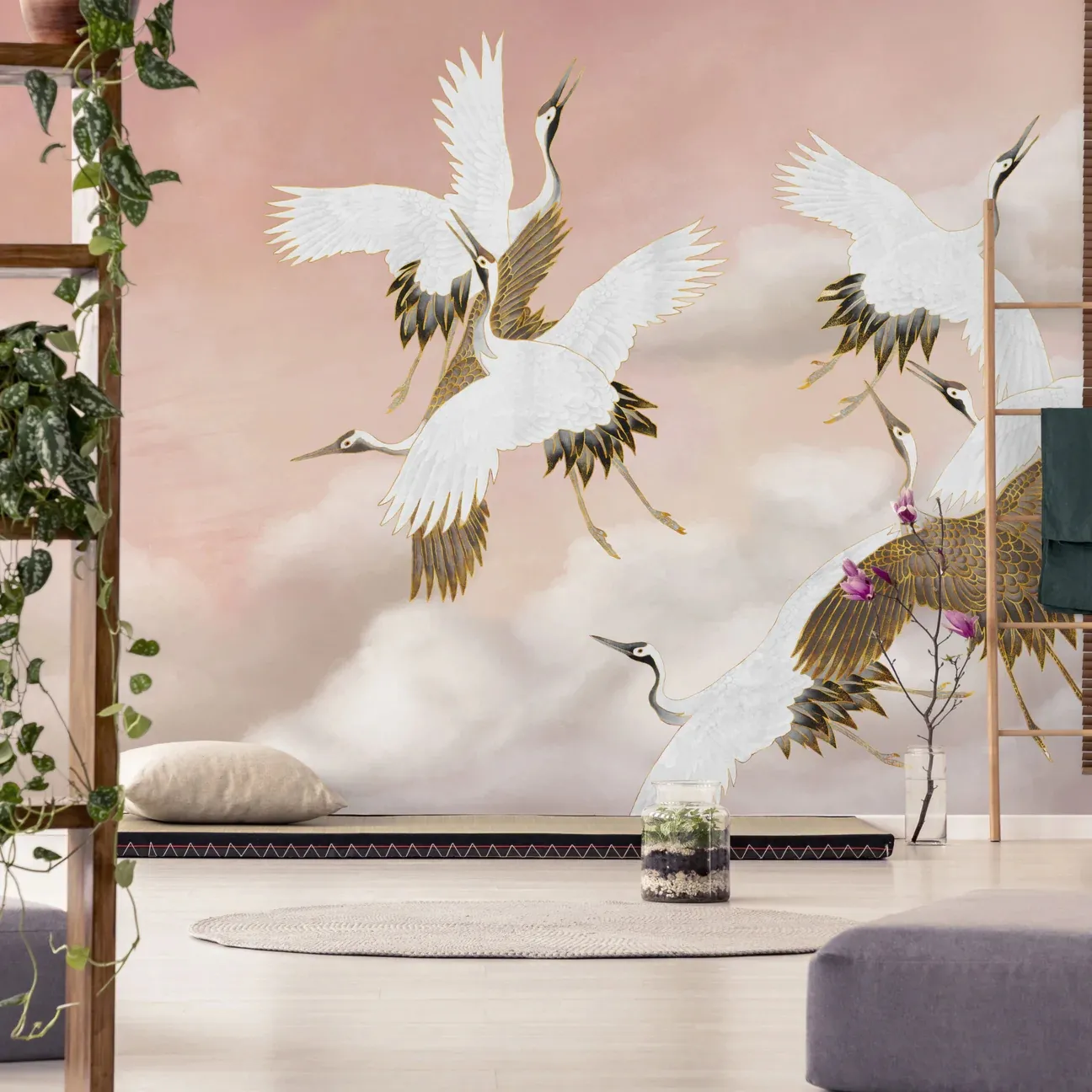 Tapeta Wall Art - Taupe Tsuru